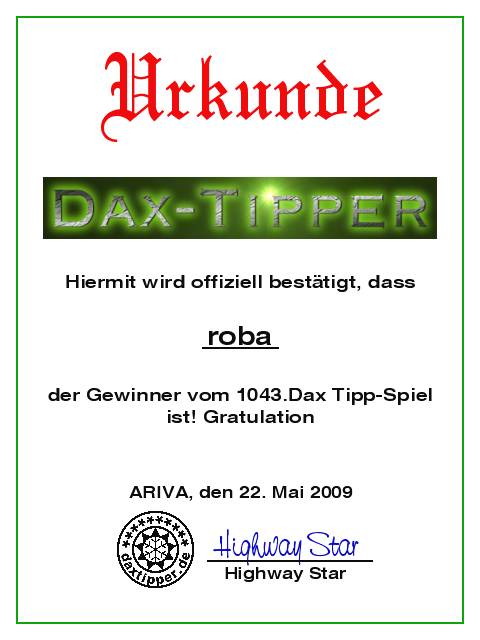 1045.DAX-Tipp-Spiel, Dienstag 26.05.09 234654