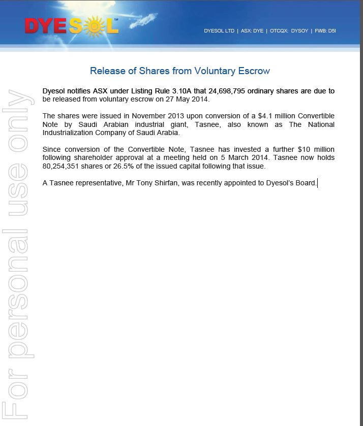 Dyesol LTD, es geht weiter ! 728882