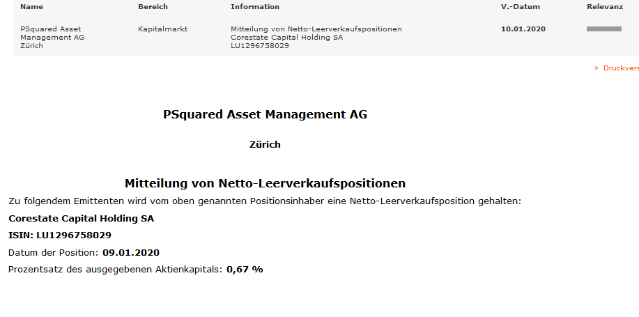 CORESTATE Capital Holding S.A 1152896