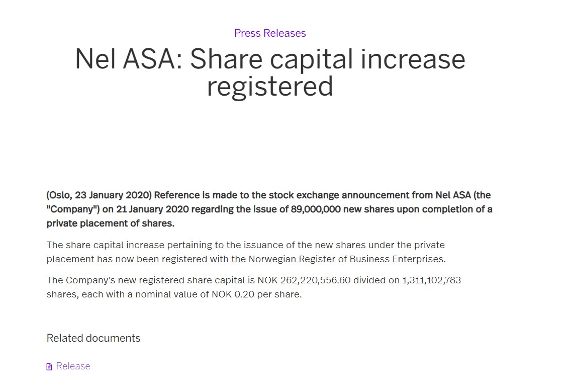 NEL, der Wasserstoffplayer aus Norwegen 1187987