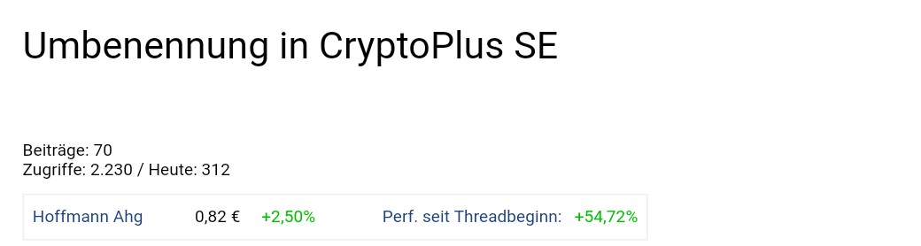 Umbenennung in CryptoPlus SE 1028986