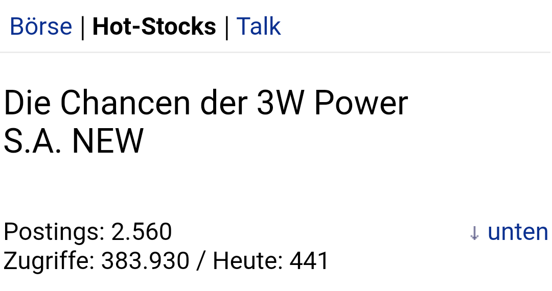 Die Chancen der 3W Power S.A. NEW 1031595