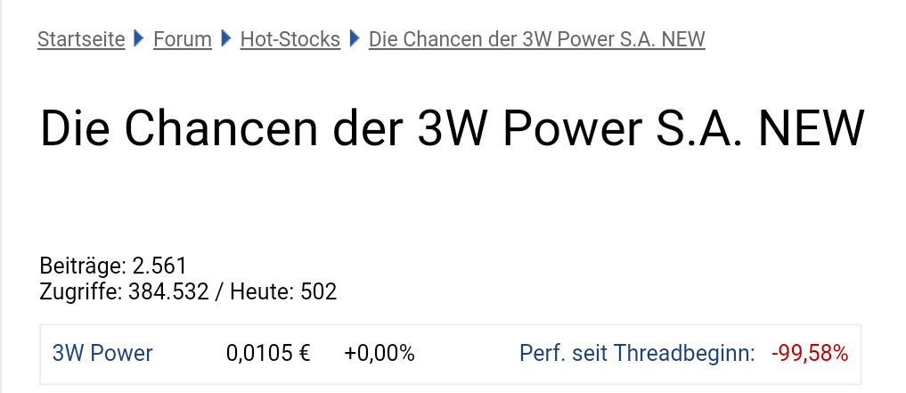 Die Chancen der 3W Power S.A. NEW 1031660