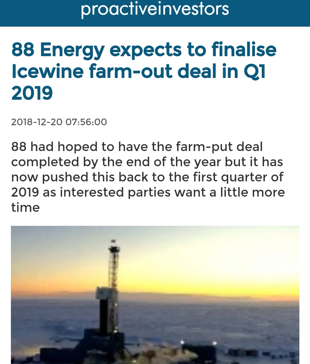 Öl-Projekt 88 Energy Project in der heißen Phase 1102452