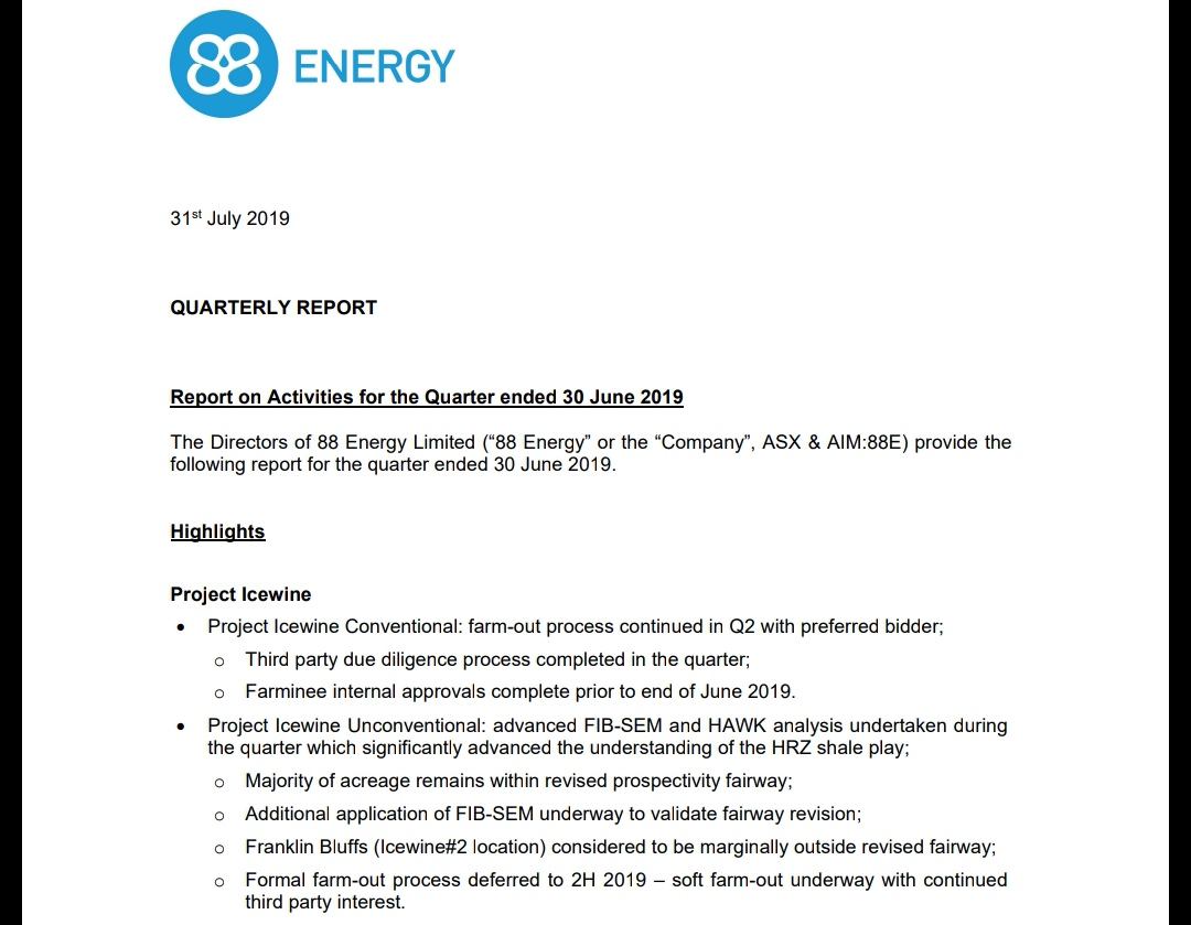 Öl-Projekt 88 Energy Project in der heißen Phase 1125993