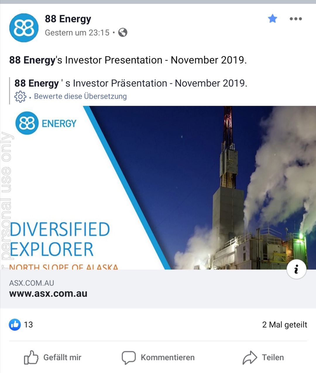 Öl-Projekt 88 Energy Project in der heißen Phase 1145019