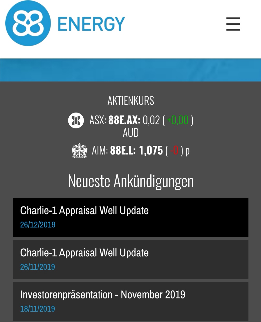 Öl-Projekt 88 Energy Project in der heißen Phase 1150886