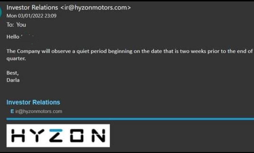 Hyzon Motors Inc - Hydrogen & Heavy Duty 1292246