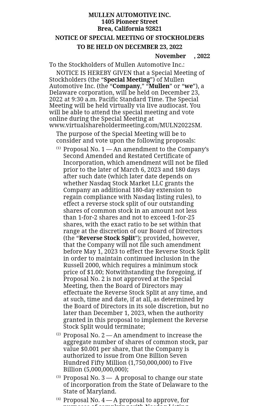 Mullen Automotive Inc. 1342369