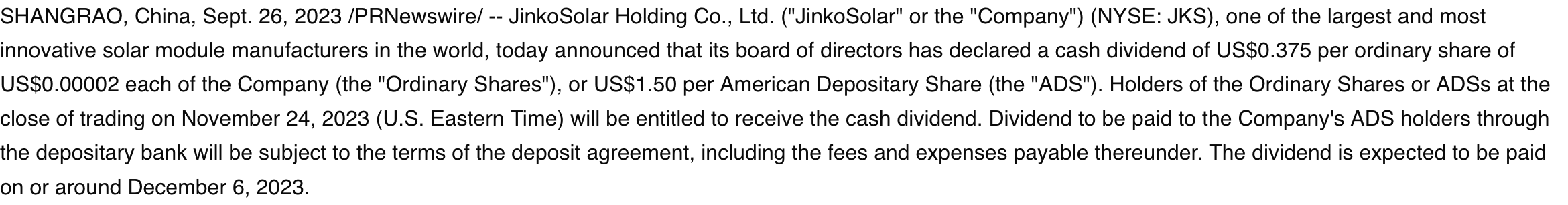 Jinko Solar vor einer Neubewertung ? 1398914