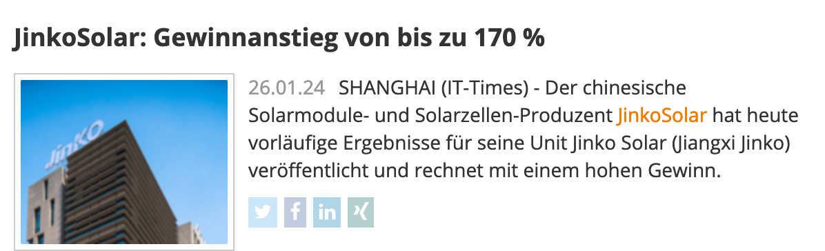 Jinko Solar vor einer Neubewertung ? 1410097
