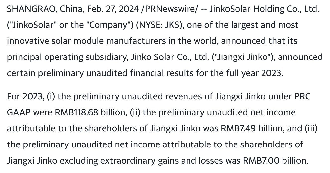 Jinko Solar vor einer Neubewertung ? 1416619