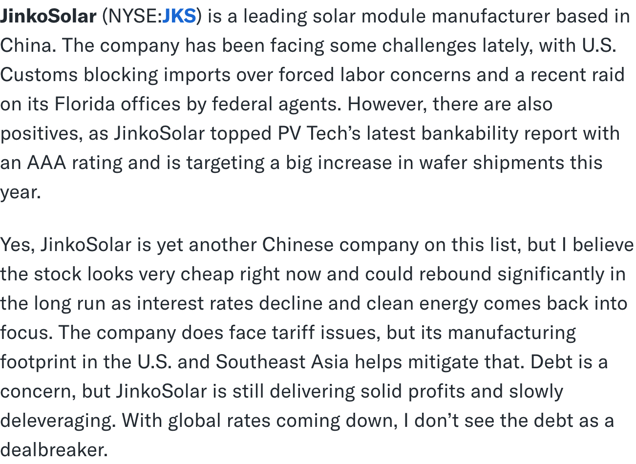 Jinko Solar vor einer Neubewertung ? 1443343