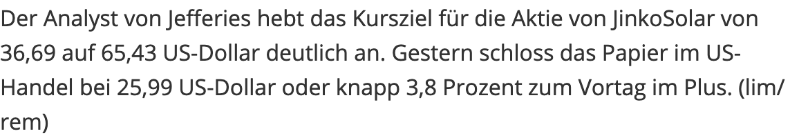 Jinko Solar vor einer Neubewertung ? 1461289