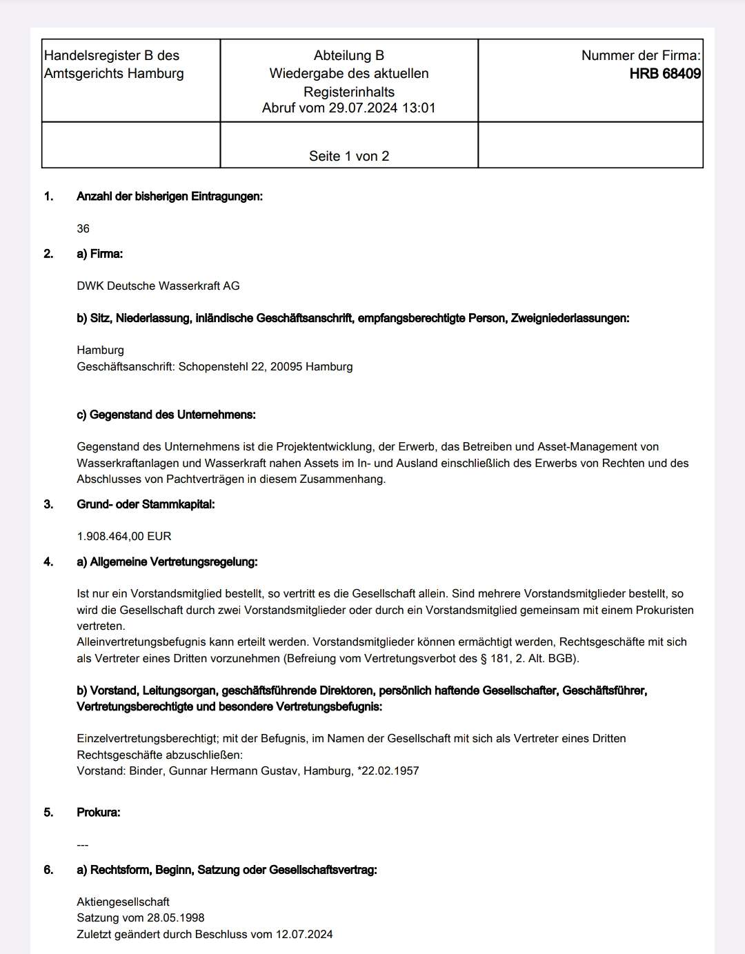 DWK Deutsche Wasserkraft AG 1440488