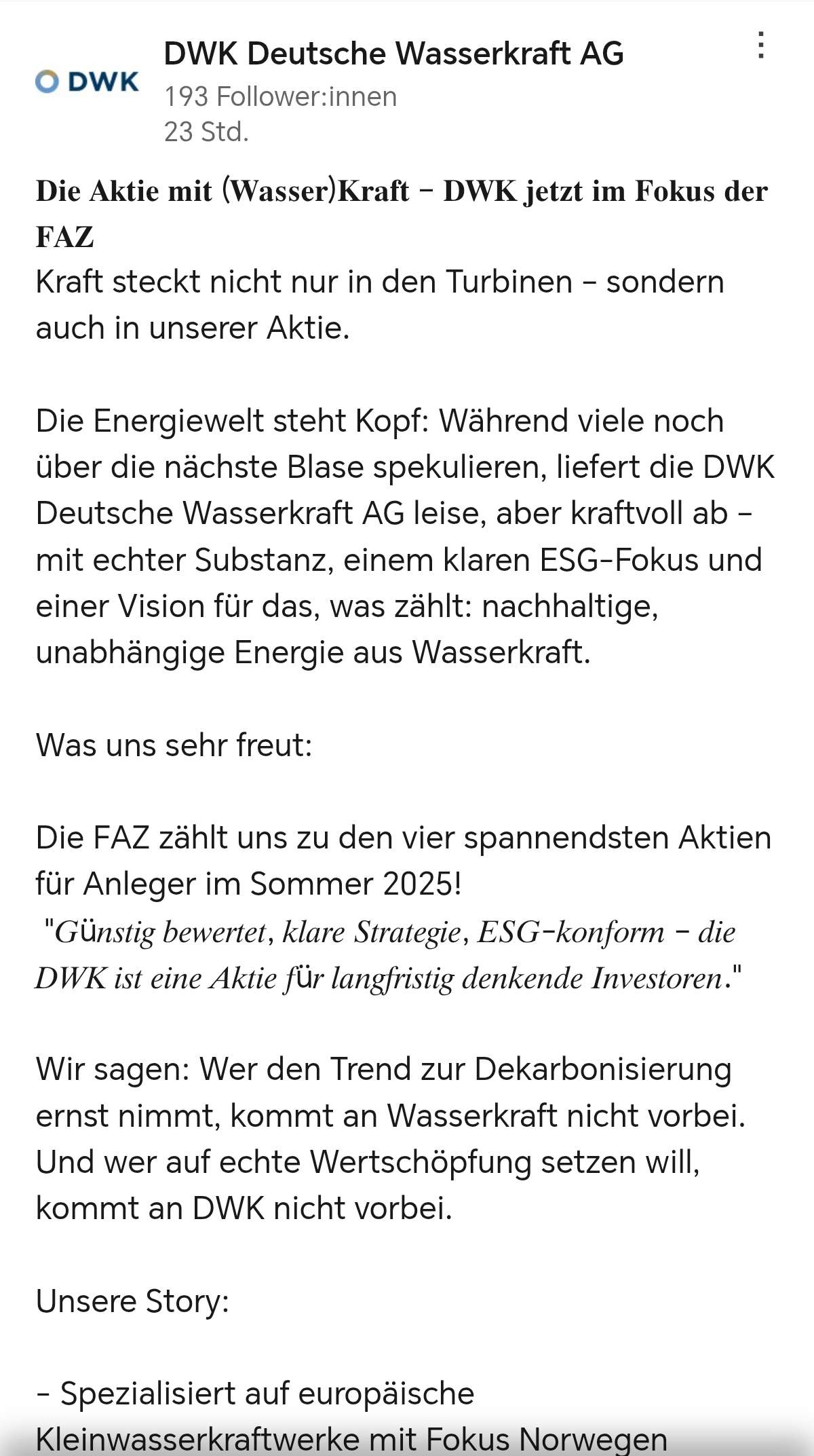 DWK Deutsche Wasserkraft AG 1490295