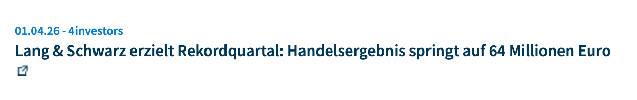 KGV 3,6 - Lang&Schwarz ab heute handelbar 1514309