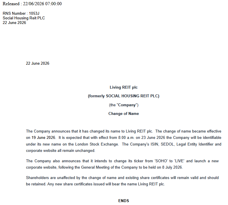 GB00BF0P7H59 - Triple Point Social Housing REIT 1521608