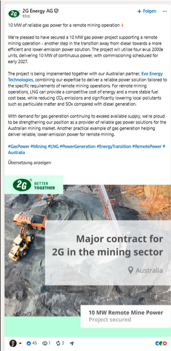 2G BIO-ENERGIETECHNIK AG Depotperle? 1528428