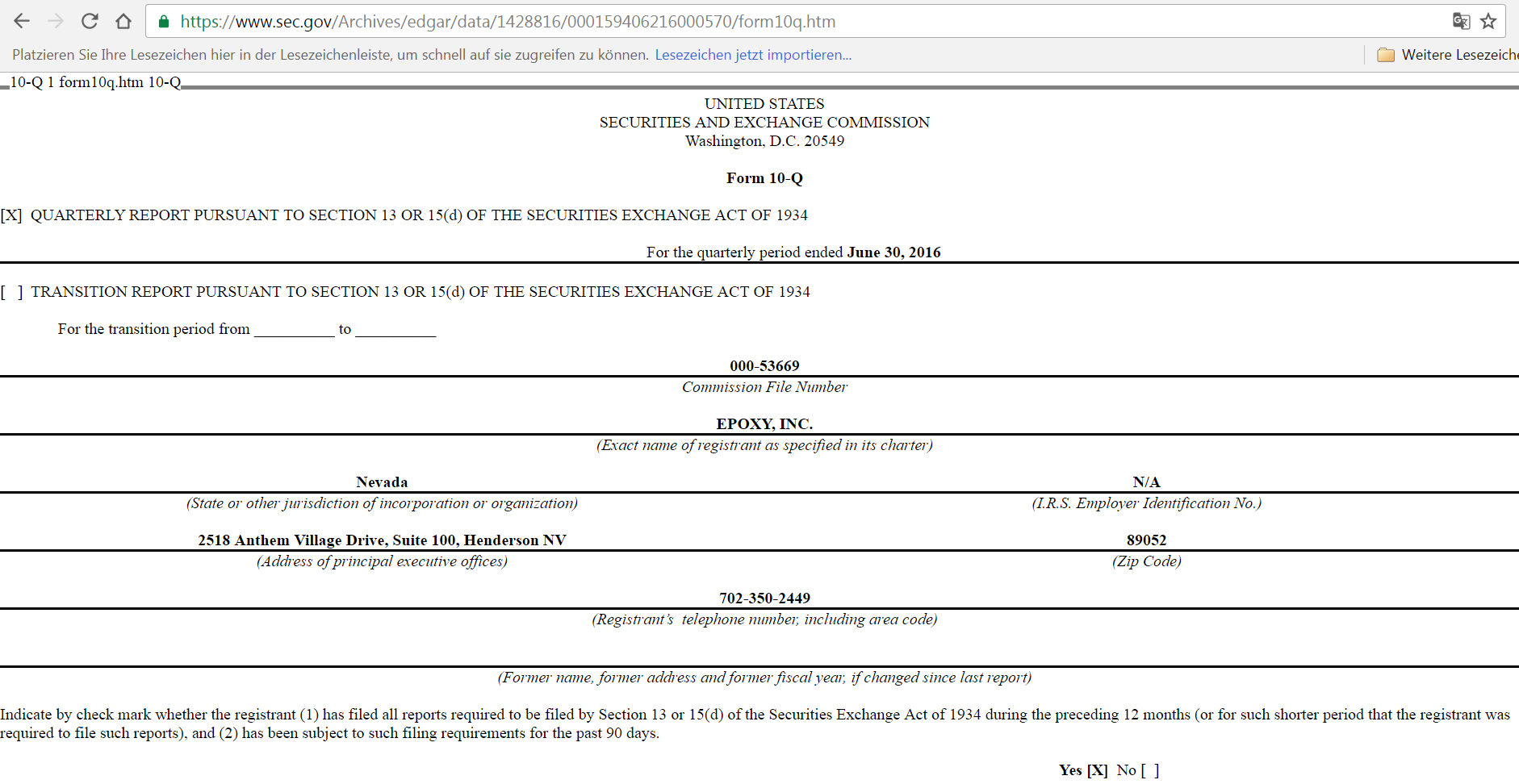 Epoxy (EPXY) aus charttechnischer Sicht 940405