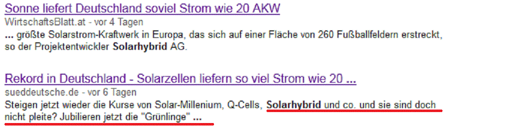 Solarhybrid AG - Comeback ? 512614