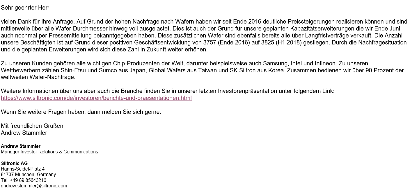 Siltronic WAF300 im TECDAX: Jetzt wird´s heiß 1076578