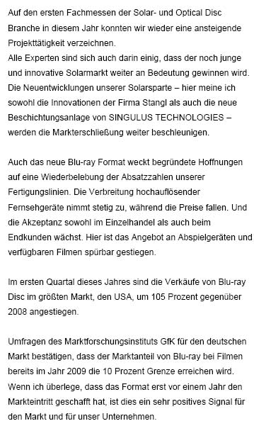 Analysten Treffen bei Singulus ....... 235766