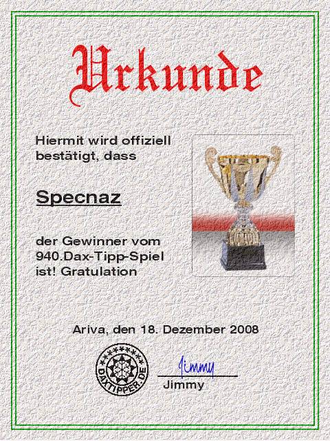 941.DAX Tipp-Spiel *Freitag* 19.12.08, 17.45 Uhr 206361
