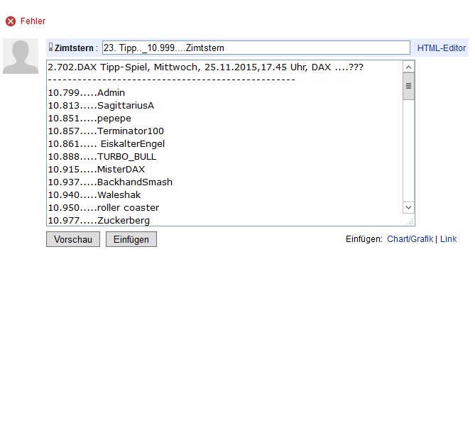 2.702.DAX Tipp-Spiel, Mittwoch, 25.11.2015,17.45 H 874093