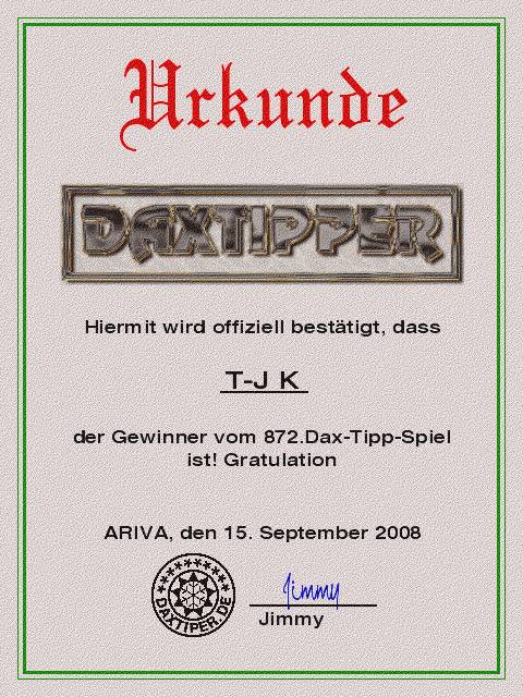 874.DAX Tipp-Spiel *Mittwoch* 17.09.08, 17.45 Uhr 186577