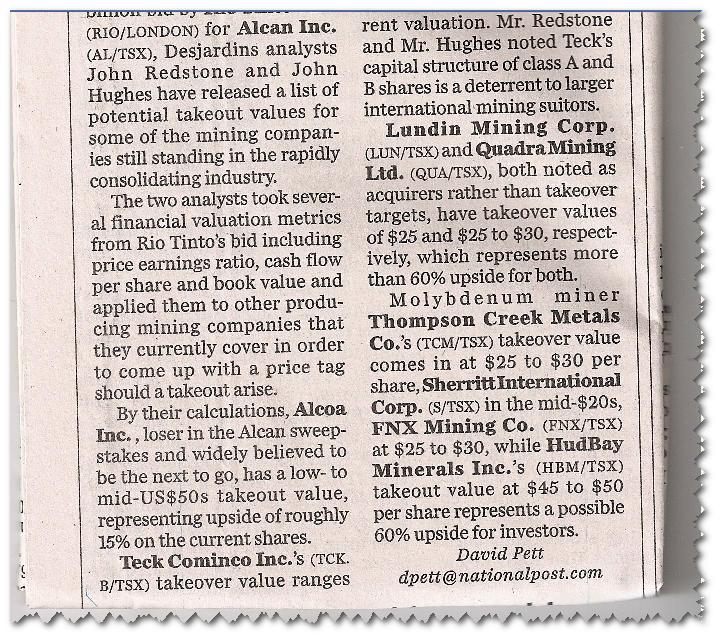 Thompson Creek Metals (Blue Pearl Mng) 109983