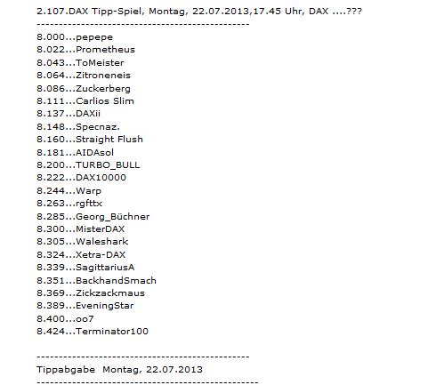 2.108.DAX Tipp-Spiel, Dienstag, 23.07.2013 626283