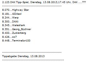 2.123.DAX Tipp-Spiel, Dienstag, 13.08.2013 633835