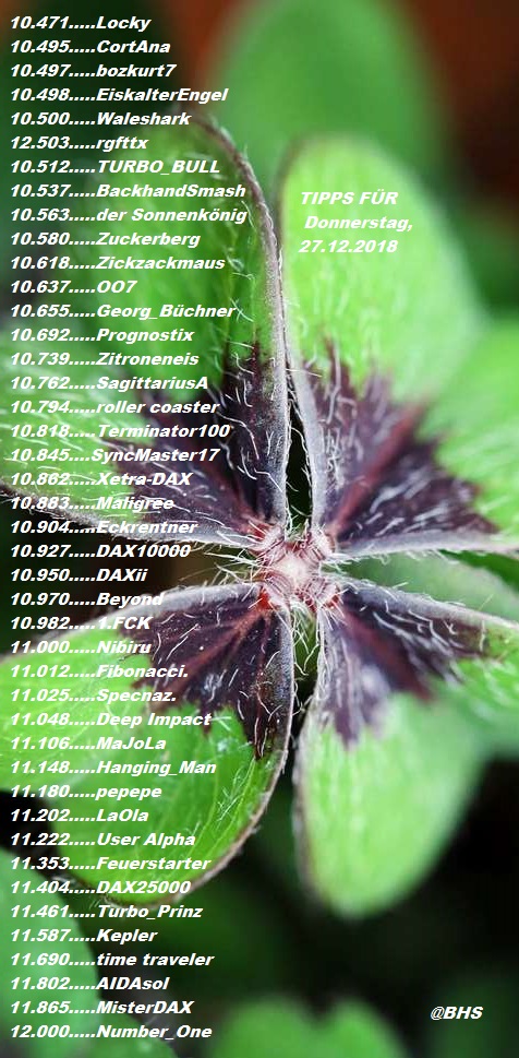 3.488.DAX Tipp-Spiel, Donnerstag, 27.12.18,17.45 H 1089236