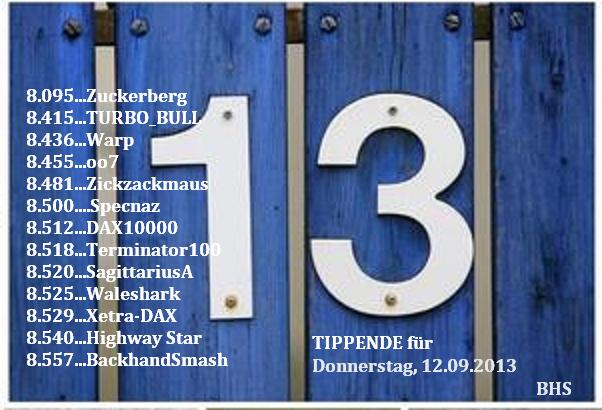 2.145.DAX Tipp-Spiel, Donnerstag, 12.09.2013 643447