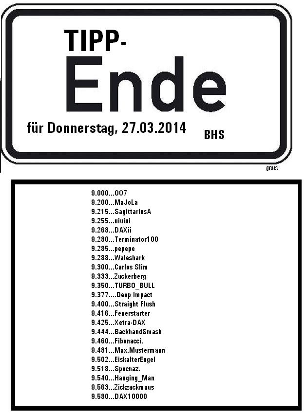 2.280.DAX Tipp-Spiel, Donnerstag, 27.03.14,17:45 H 708926