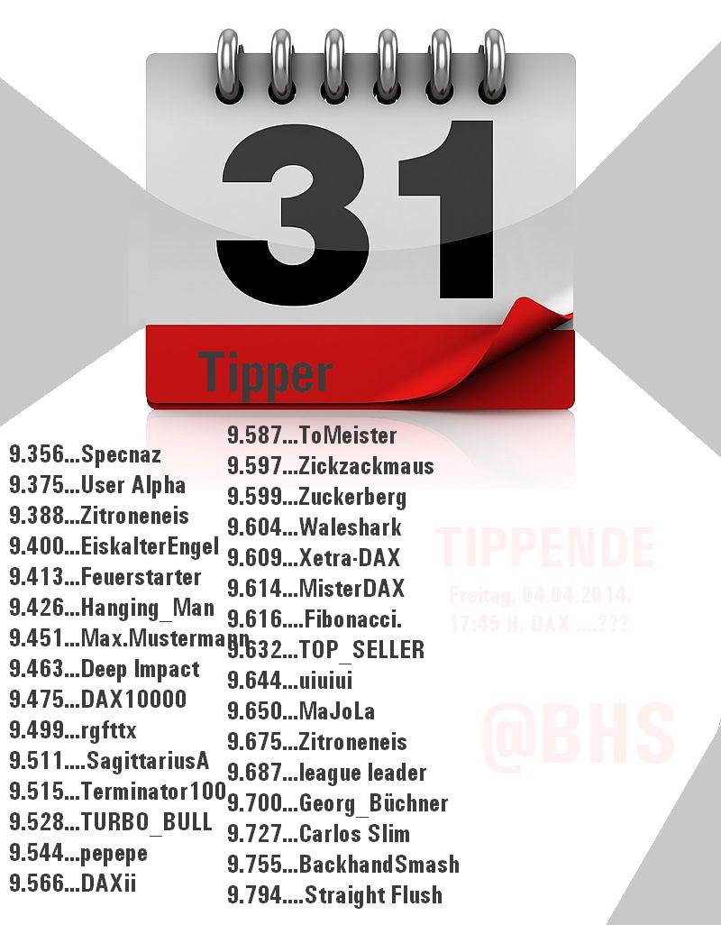 2.286.DAX Tipp-Spiel, Freitag, 04.04.2014,17:45 H 711202