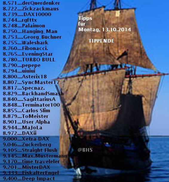 2.418.DAX Tipp-Spiel, Montag, 13.10.2014,17.45 H 764143