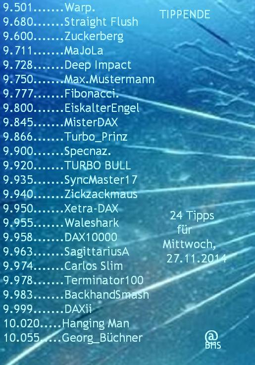 2.451.DAX Tipp-Spiel, Donnerstag, 27.11.14,17.45 H 776708