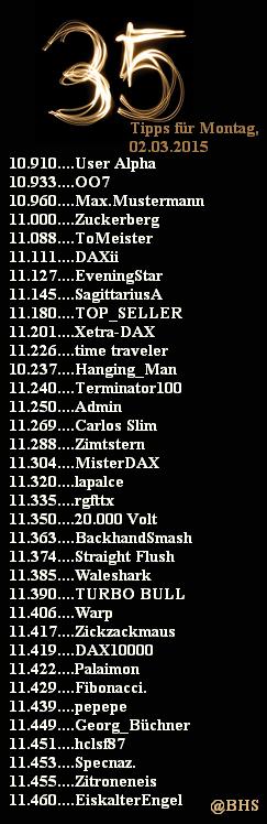 2.513.DAX Tipp-Spiel, Montag, 02.03.2015,17.45 H 803858