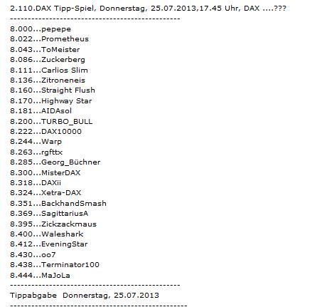 2.110.DAX Tipp-Spiel, Donnerstag, 25.07.2013 627328