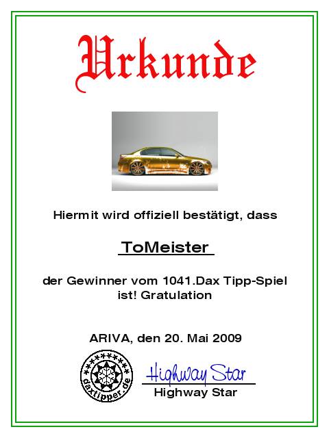 1042.DAX-Tipp-Spiel, Donnerstag 21.05.09 234091