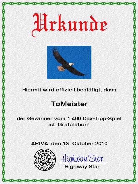 1.401.DAX Tipp-Spiel, Donnerstag, 14.10.10 351036