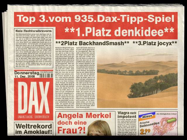 936.DAX Tipp-Spiel *Freitag* 12.12.08, 17.45 Uhr 205065