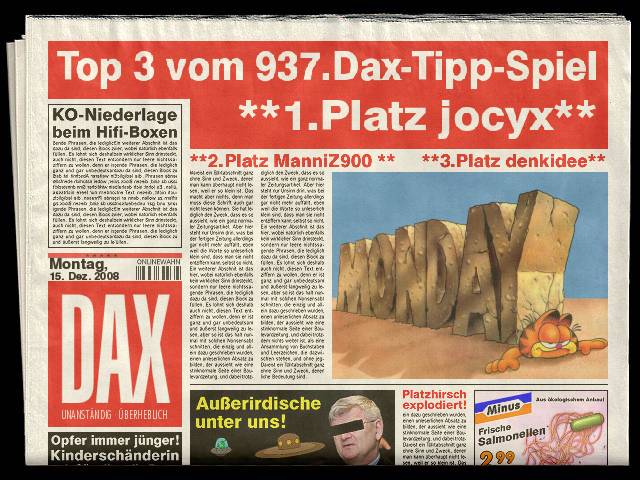 939.DAX Tipp-Spiel *Mittwoch* 17.12.08, 17.45 Uhr 205751