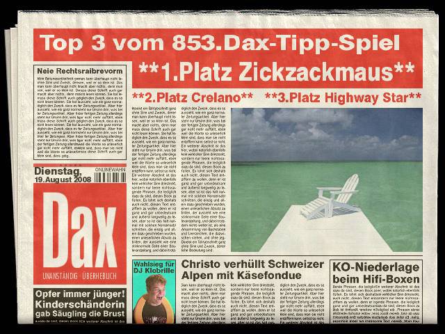 855.DAX-Tipp-Spiel **Do.** 21.08.08-17.45 Uhr 181145