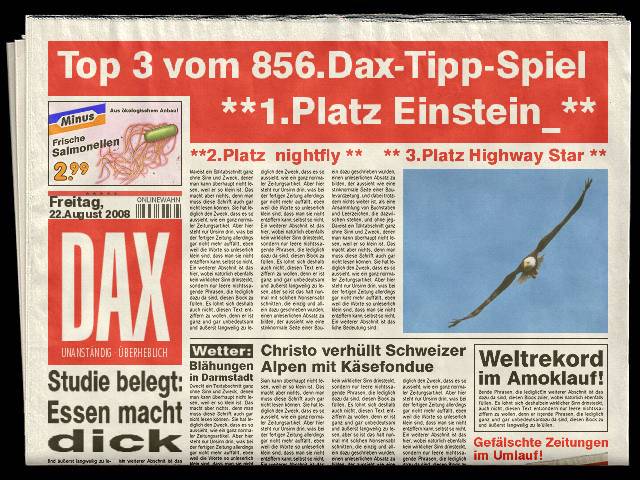 858.DAX Tipp-Spiel, *Dienstag*26.08.08, 17.45 Uhr 182031