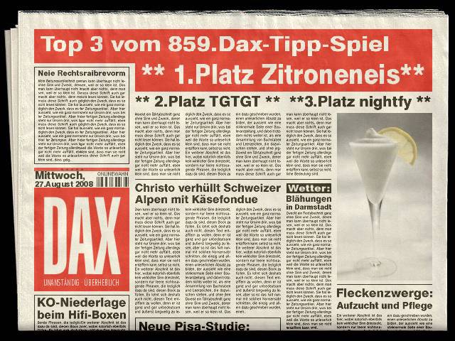 860.DAX Tipp-Spiel ** Do** 28.08.08, 17.45 Uhr 182720