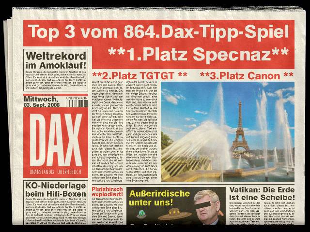 866.DAX Tipp-Spiel *Freitag* 05.09.08, 17.45 Uhr 184200