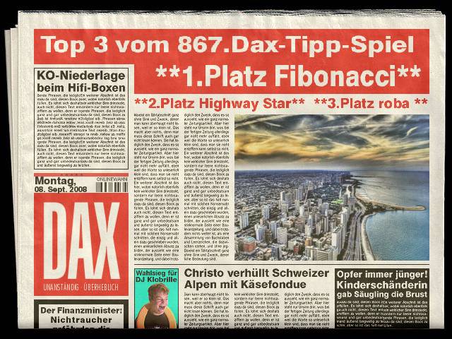 869.DAX Tipp-Spiel *Mittwoch* 10.09.08, 17.45 Uhr 185037